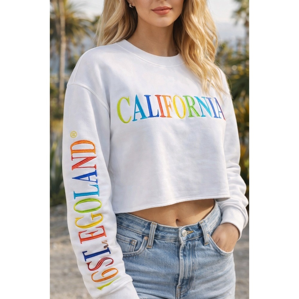 LEGOLAND California Rainbow Embroidered Cropped Sweatshirt Women's M 2022